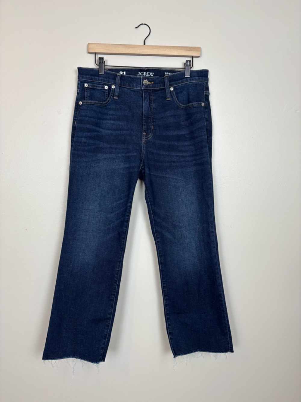 J Crew Jeans Womens 31 Dark Indigo 03 Kick Out Fray Hem Stretch High Rise Denim